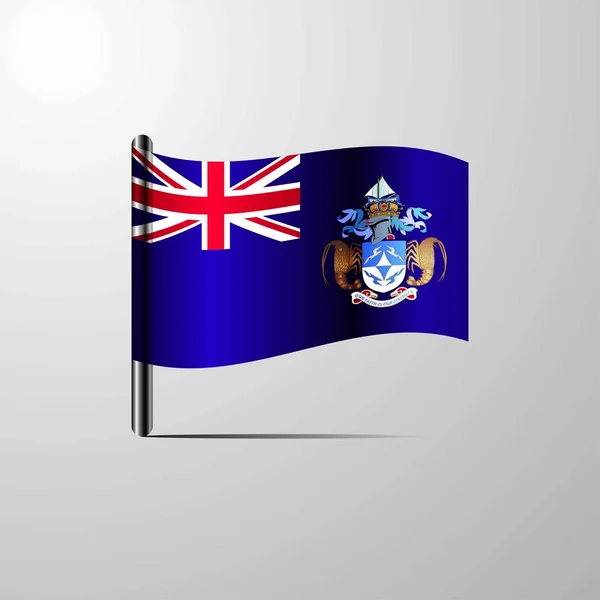 Tristan Cunha Zwaaien Glanzende Vlag Ontwerp Vector — Stockvector