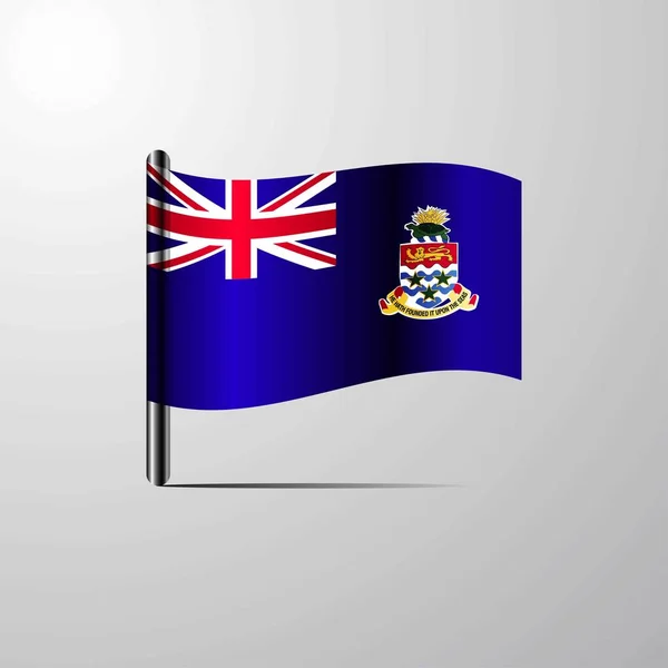 Ilhas Cayman Acenando Shiny Flag Vetor Design — Vetor de Stock