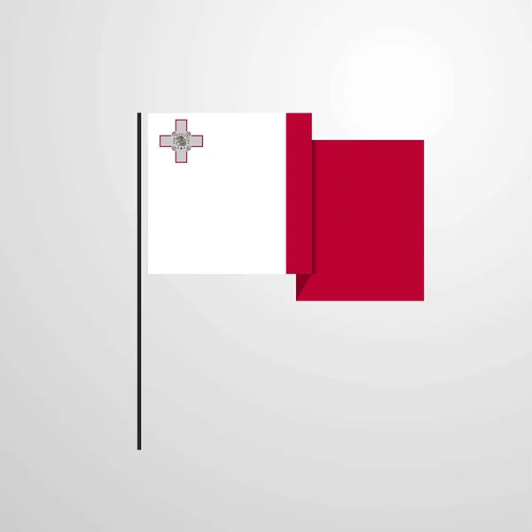 Malta Ondeando Bandera Diseño Vector — Vector de stock