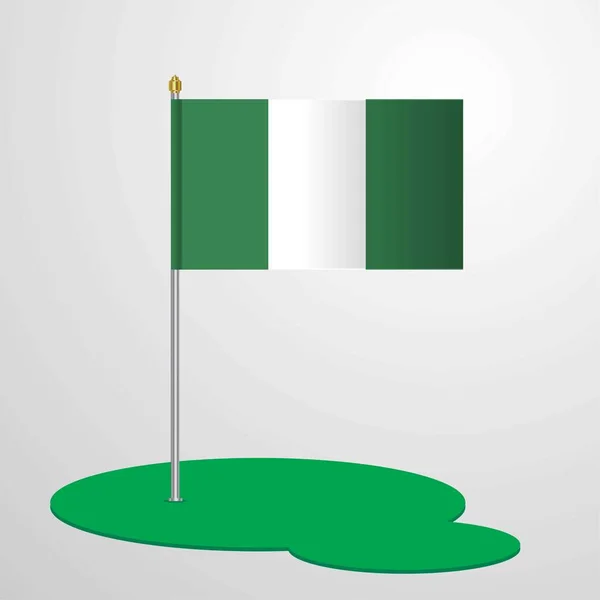 Nigeria Flag Pole Vector Illustration — Stock Vector