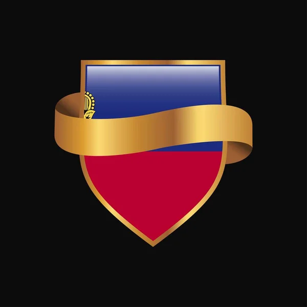Bandera Liechtenstein Golden Badge Design Vector — Vector de stock