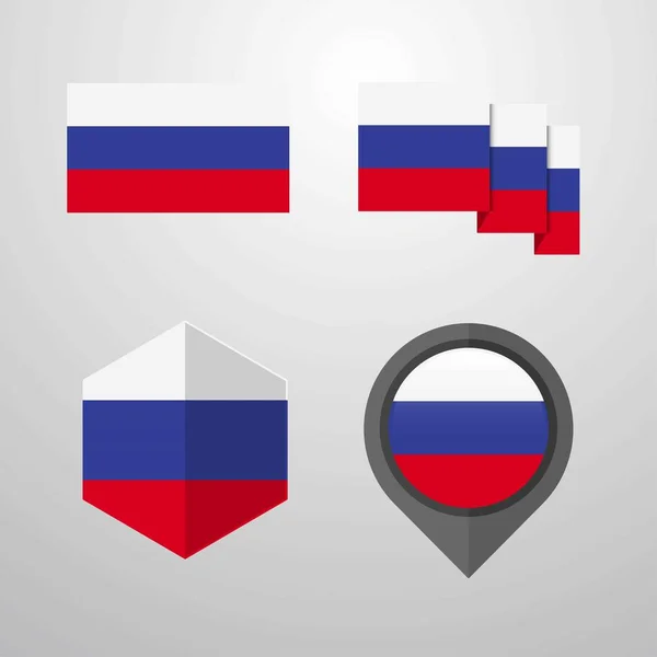 Rússia Bandeira Design Conjunto Vetor —  Vetores de Stock
