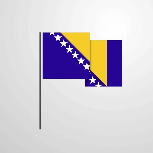 Bosnien Och Hercegovina Viftar Flagg Design Vektor — Stock vektor