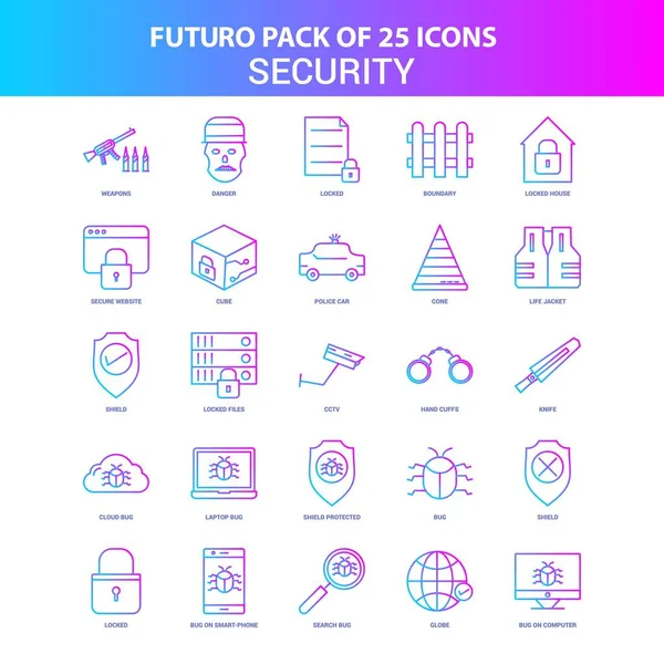 Mavi Pembe Futuro Güvenlik Icon Pack — Stok Vektör
