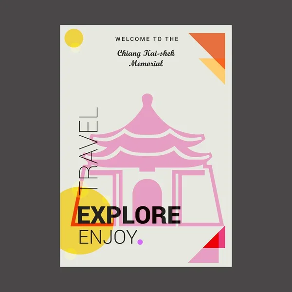 Bienvenido Chiang Kai Shek Memorial Taipei City Taiwán Explorar Viajar — Vector de stock