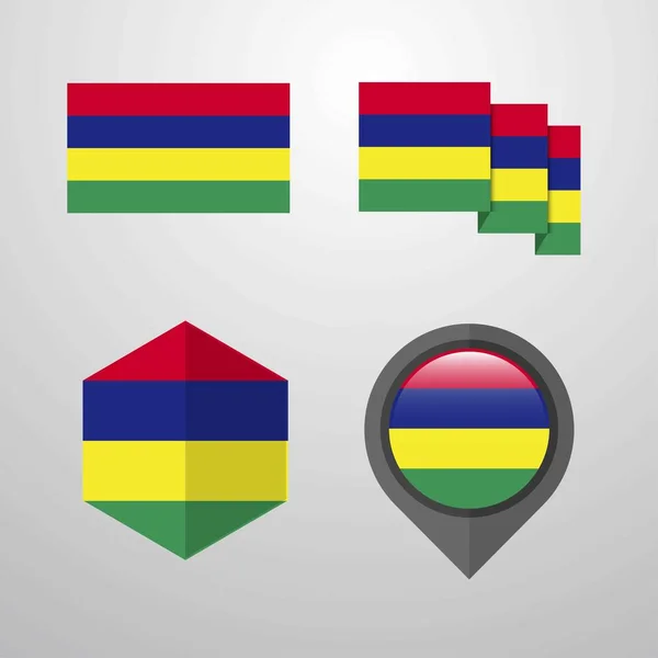 Mauritius Flag Design Set Vektor — Stockvektor