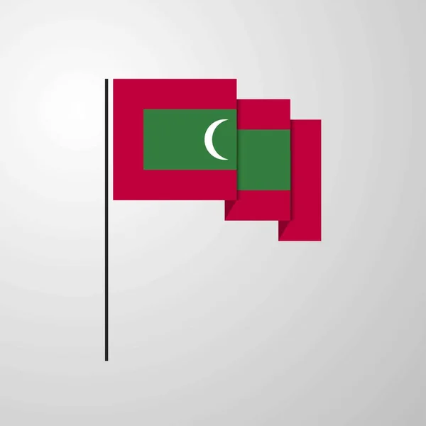 Maldives Waving Flag Creative Background — Stock Vector