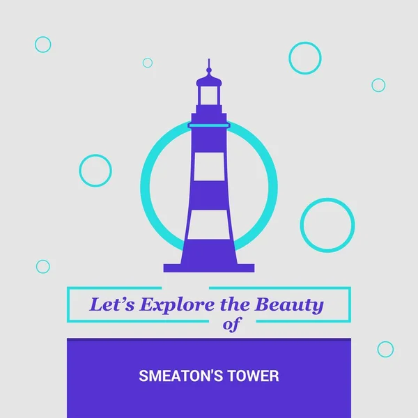 Let Explore Beauty Smeaton Tower South West England National Landmarks — Stock Vector
