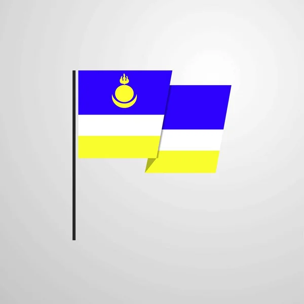 Buryatia Acenando Bandeira Design Ilustração Vetorial —  Vetores de Stock