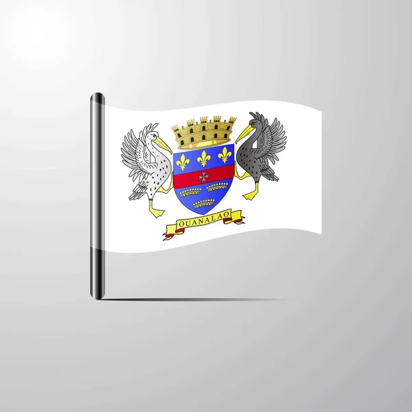 San Bartolomé Ondeando Shiny Flag Vector Diseño — Archivo Imágenes Vectoriales