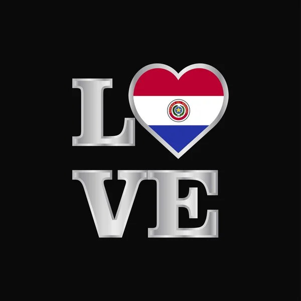 Tipografia Amor Paraguai Bandeira Design Vetor Letras Bonitas —  Vetores de Stock