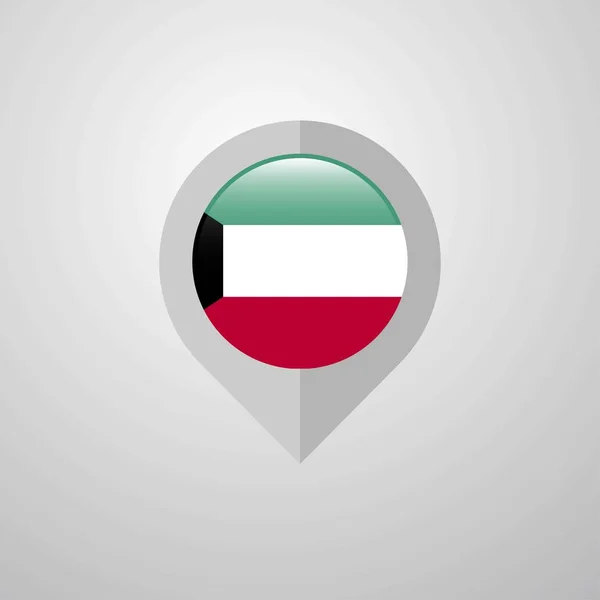 Karte Navigationszeiger Mit Kuwait Flagge Design Vektor — Stockvektor