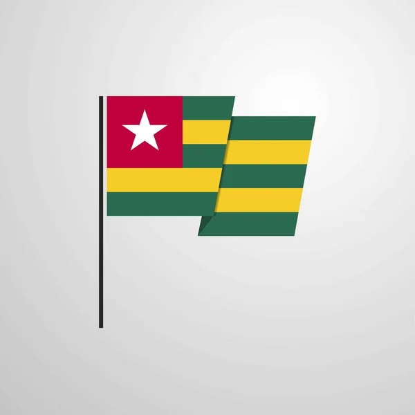 Togo Ondeando Bandera Diseño Vector — Vector de stock