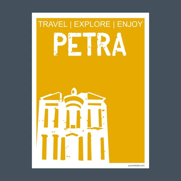 Petra Governorate Jordania Monumento Folleto Hito Estilo Plano Tipografía Vector — Vector de stock