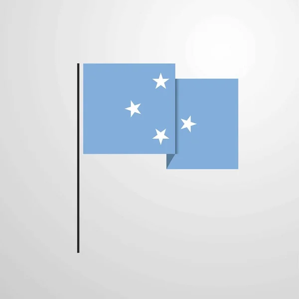 Micronesia Federated States Waving Flag Design Vector — стоковый вектор