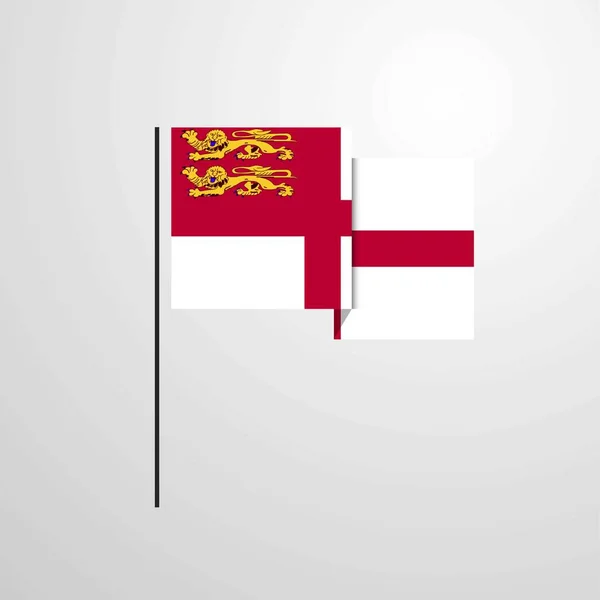 Sark Zwaaien Vlag Ontwerp Vector — Stockvector