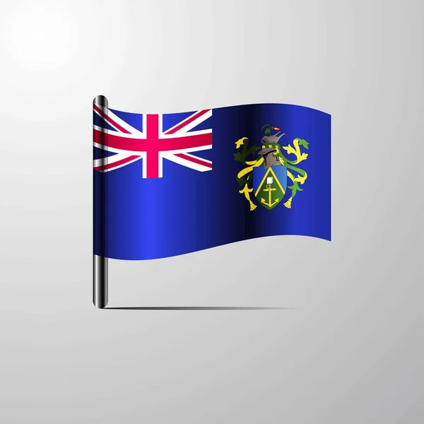 光沢のある旗デザインのベクトルを振ってピトケアン島 Islnand — ストックベクタ
