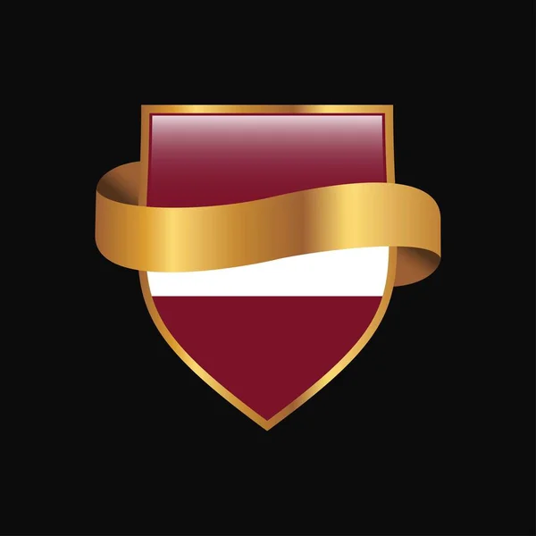 Letland Vlag Gouden Badge Ontwerp Vector — Stockvector