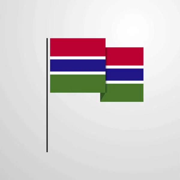 Gambia Schwenkt Flagge — Stockvektor