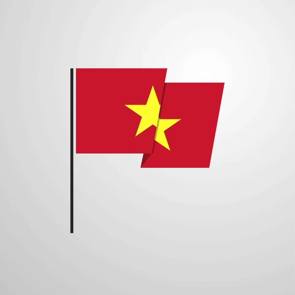 Vietnam Ondeando Bandera Diseño Vector — Vector de stock