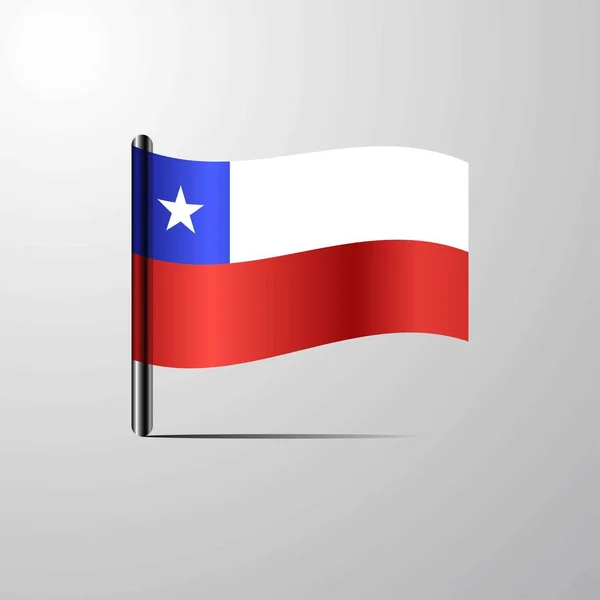 Chile Acenando Com Bandeira Brilhante Vetor Design —  Vetores de Stock