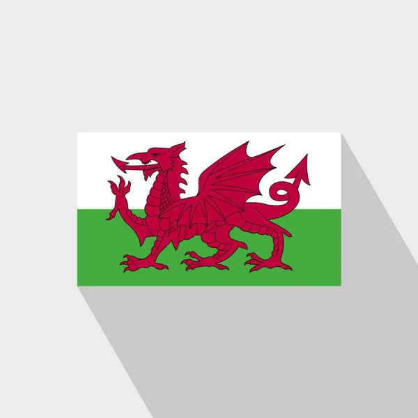 Wales Flagga Long Shadow Design Vektor — Stock vektor