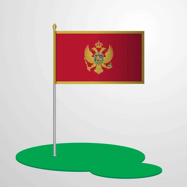 Montenegro Flag Pole Vector Illustration — Stock Vector