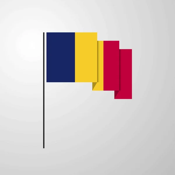Tchad Viftande Flagga Kreativ Bakgrund — Stock vektor