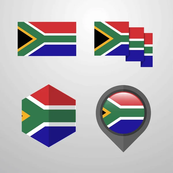 África Sul Vetor Conjunto Bandeira — Vetor de Stock