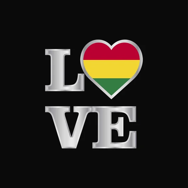 Amore Tipografia Bolivia Disegno Della Bandiera Vettore Bella Lettering — Vettoriale Stock