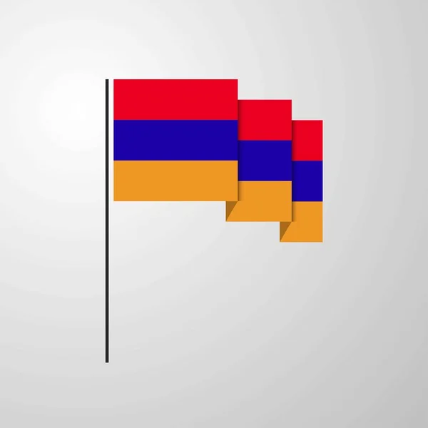 Armenien Schwenkt Flagge Kreativen Hintergrund — Stockvektor