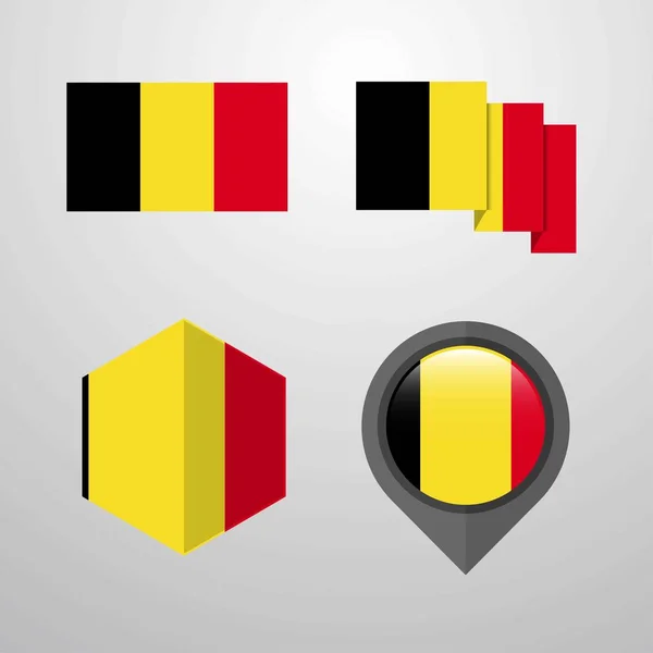 Прапор Бельгії Дизайн Встановити Вектор — стоковий вектор