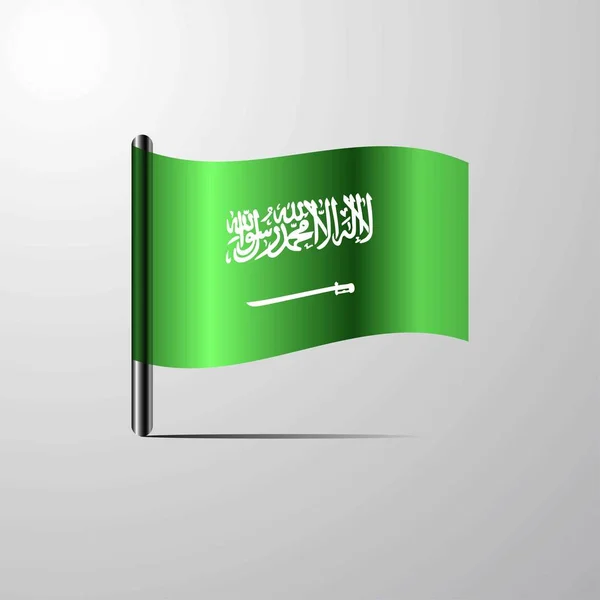 Arab Saudi Melambaikan Tangan Mengkilap Bendera Vektor Desain - Stok Vektor