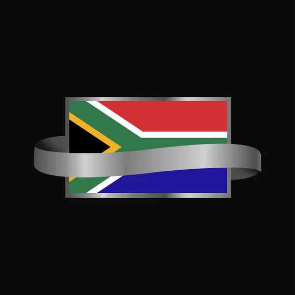 南アフリカ共和国旗リボン バナー デザイン — ストックベクタ