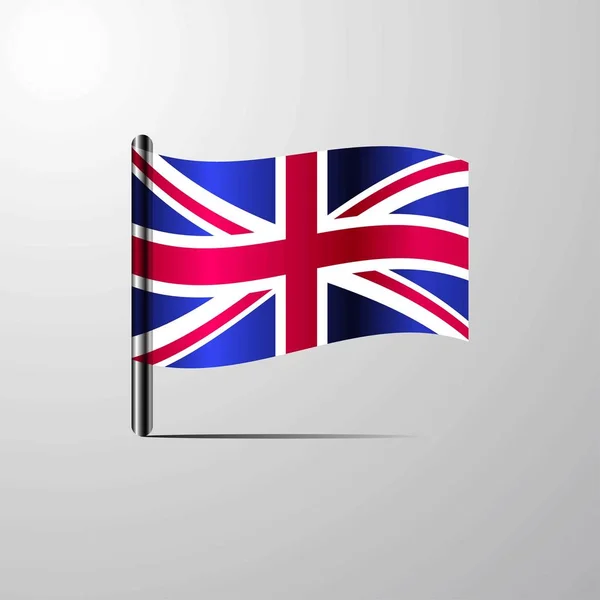 Reino Unido Ondeando Shiny Flag Diseño Vector — Archivo Imágenes Vectoriales