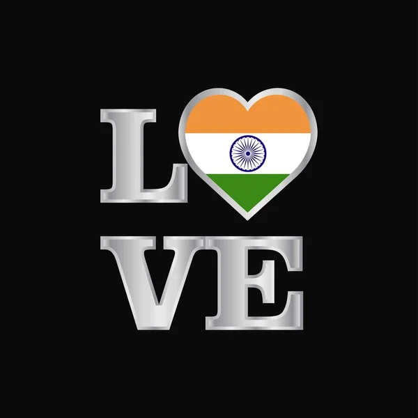 Amore Tipografia India Bandiera Disegno Vettore Bella Lettering — Vettoriale Stock