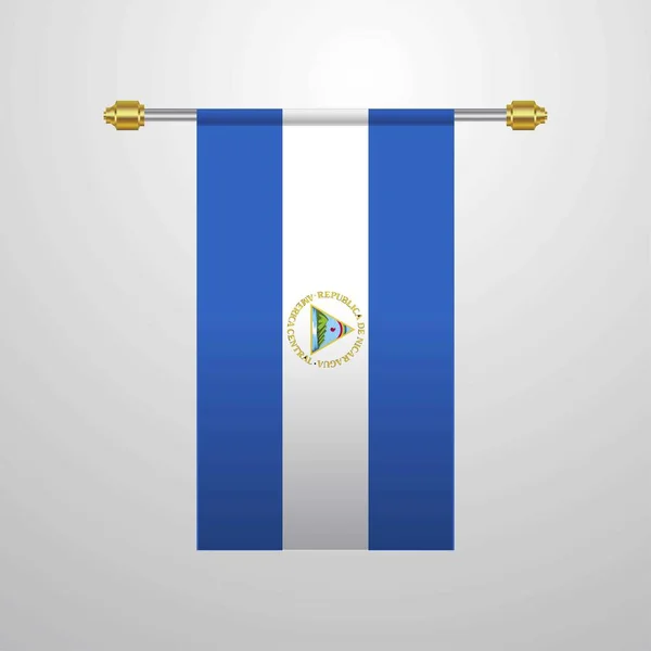 Nicaragua Hängande Flagga Vektorillustration — Stock vektor