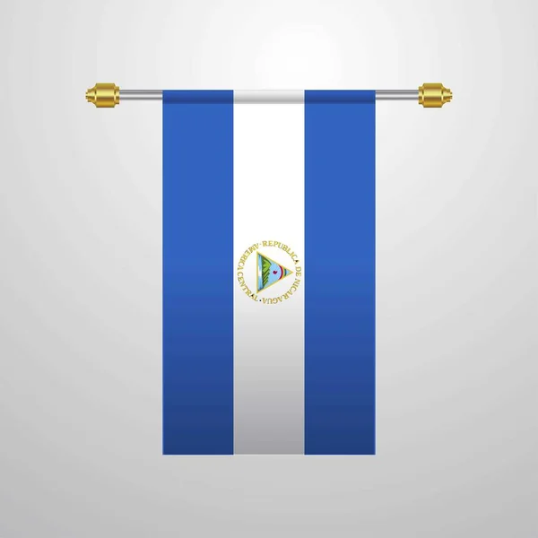 Nicaragua Opknoping Vlag Vectorillustratie — Stockvector