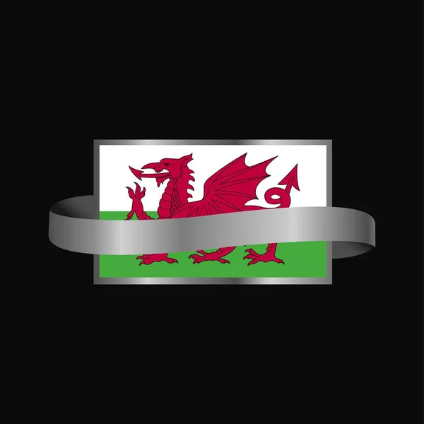 Wales Vlag Ontwerp Van Banner Van Het Lint — Stockvector