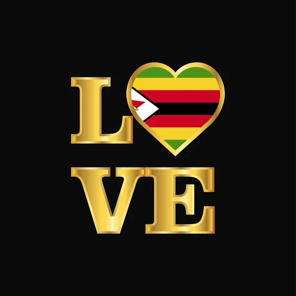 Love Typographie Zimbabwe Drapeau Design Vecteur Lettrage — Image vectorielle