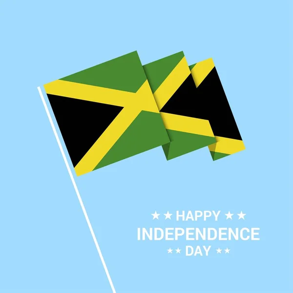 Jamaica Día Independencia Diseño Tipográfico Con Vector Bandera — Vector de stock