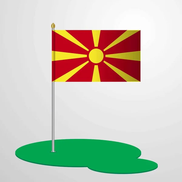 Macedonia Flag Pole Vector Illustration — Stock Vector