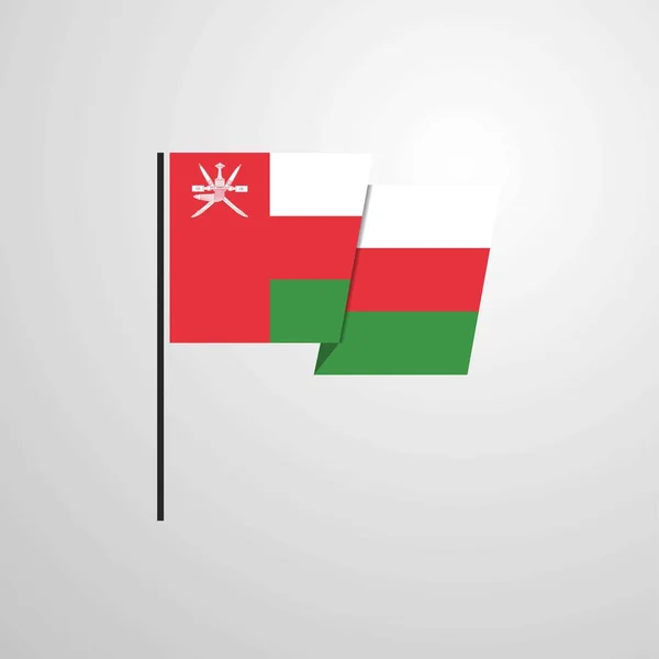 Oman Schwenkt Flagge Design Vektor — Stockvektor