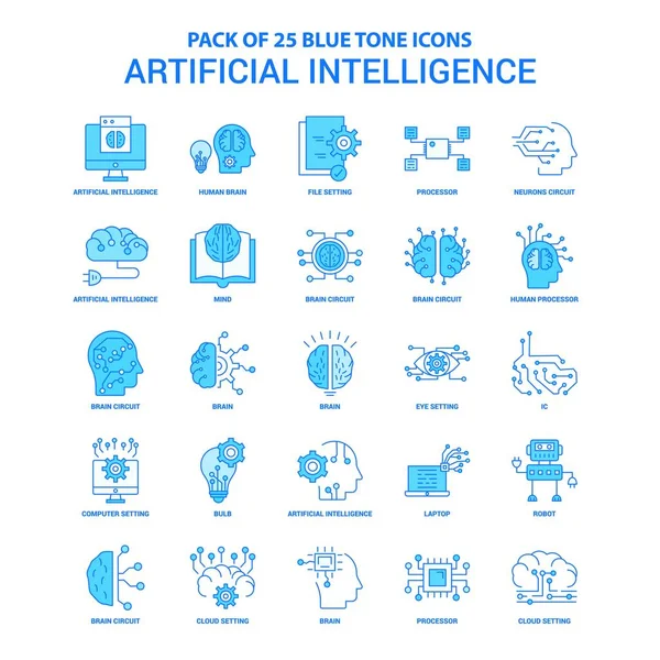 Sztuczna Inteligencja Niebieski Sygnał Icon Pack Zestawów Ikon — Wektor stockowy