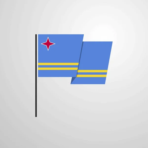 Aruba Viftande Flagga Design Vektor — Stock vektor