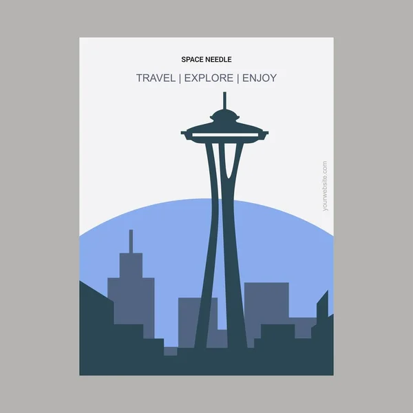Prostor Jehly Seattlu Vintage Styl Mezník Plakát Šablona — Stockový vektor