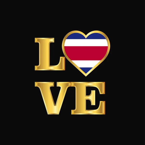 Love Typographie Costa Rica Drapeau Design Vecteur Lettrage — Image vectorielle