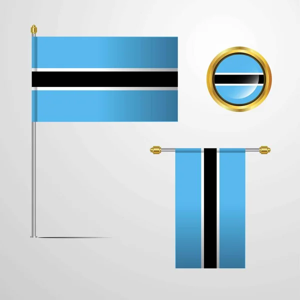 Botswana Flaggan Ikonen Vektorillustration — Stock vektor