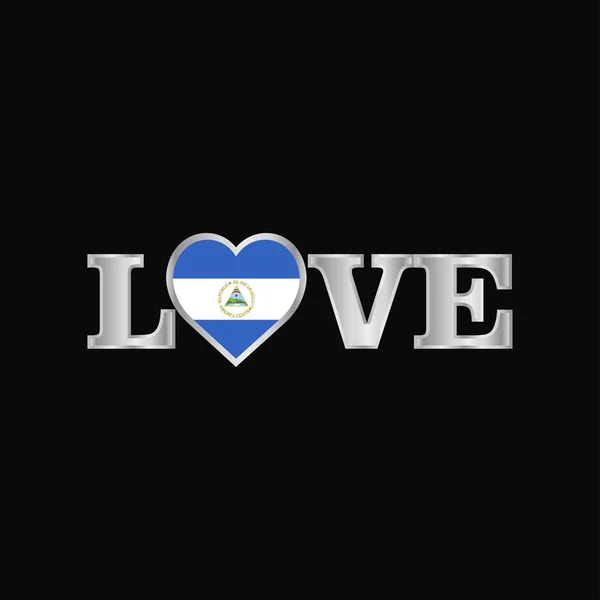Aşk Tipografi Ile Nikaragua Bayrağı Tasarlamak Vektör — Stok Vektör