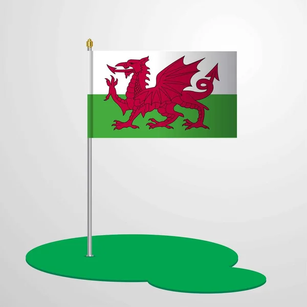 Wales Flaggstång Vektorillustration — Stock vektor